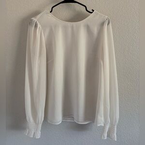 J. Crew Sheer White / Cream Long Sleeve Top Business Casual Office Blouse Womens
